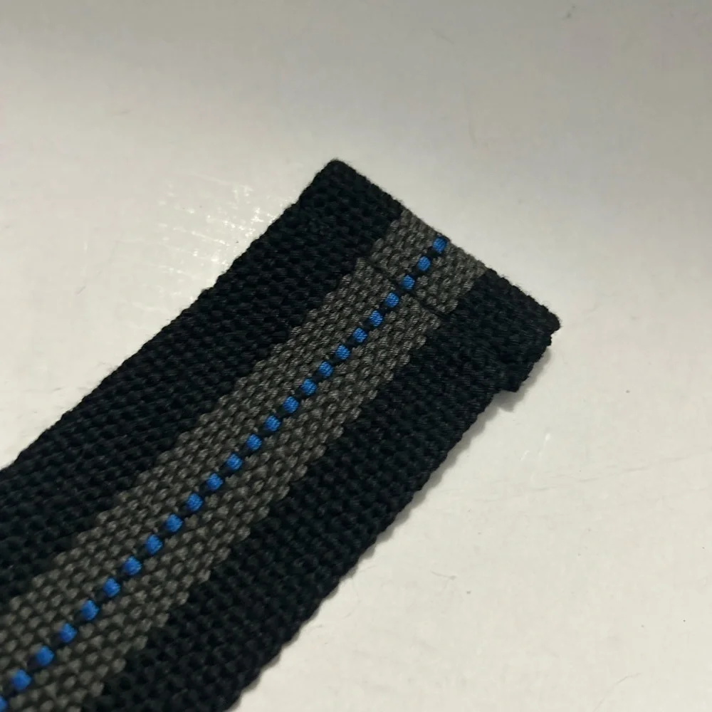 Men’s Canvas Black with Gray and blue stripe D Ring  47”